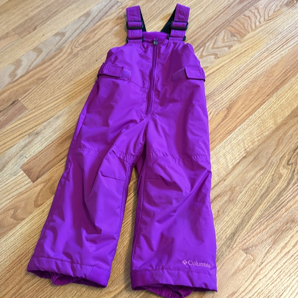 EUC purple Columbia snow bibs. Size 2T